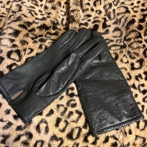 Worthington Dark Gray Leather/Patent Leather  Gloves size M